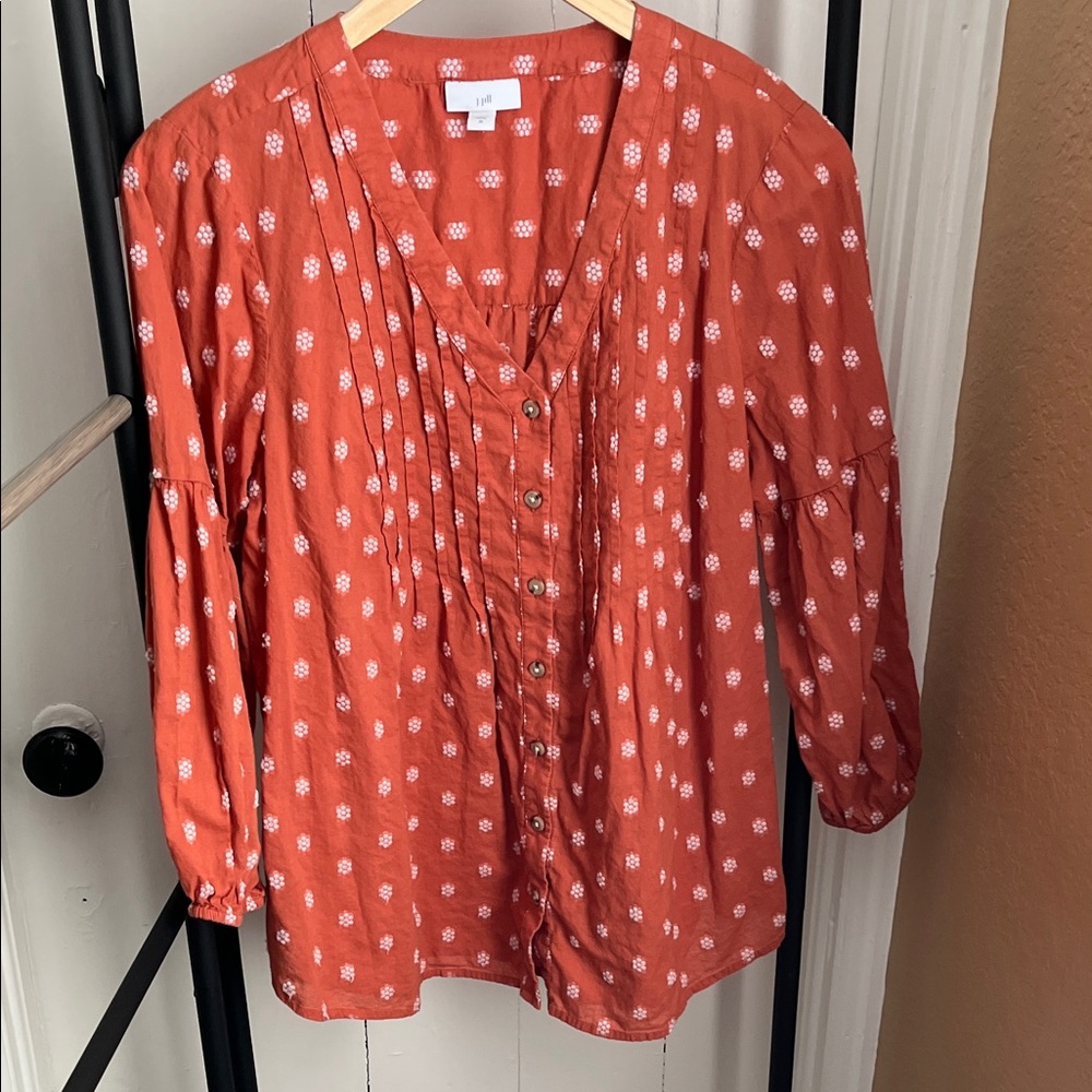 LOFT Terracotta Floral Blouse